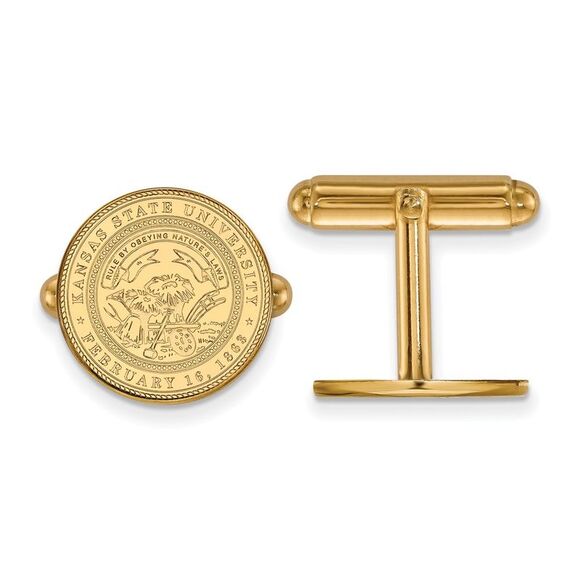 14k Gold Plated Silver Kansas State University Crest Cuff Links